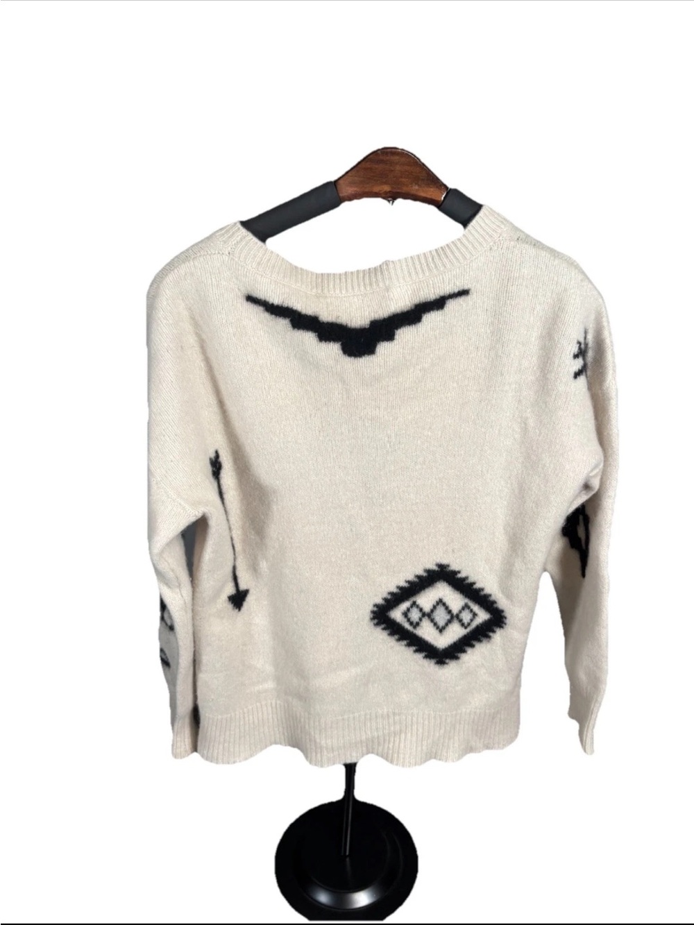 Skull Cashmere Ivory Crewneck Sweater with Black Graphic Motifs - Picture 4 of 5